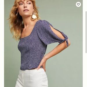 Anthropologie Maeve Adley Tie-Sleeve Top
